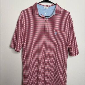 johnnie-O Red and White Striped Polo Shirt
